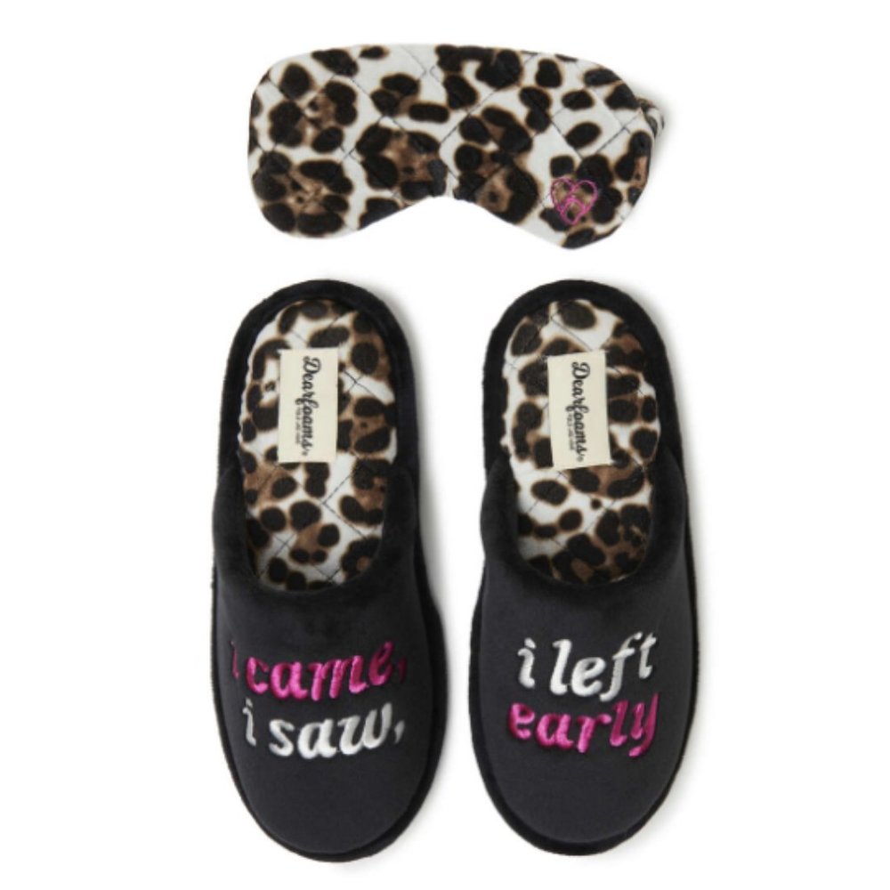 🌼 DEARFOAMS Leopard Slippers & Mask Set M 7/8 NWT